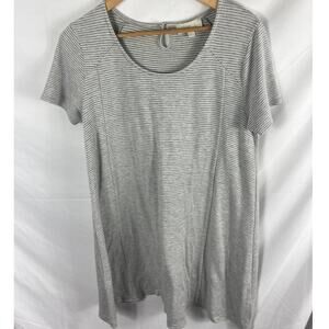 Olive & Oak Striped Tshirt Dress Grey White Size Large